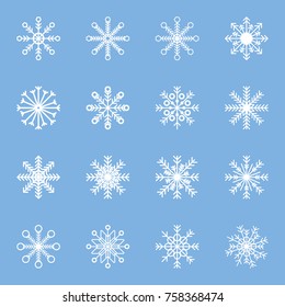 Snowflakes. Set. Different. Snow. Winter. New Year's and Christmas.