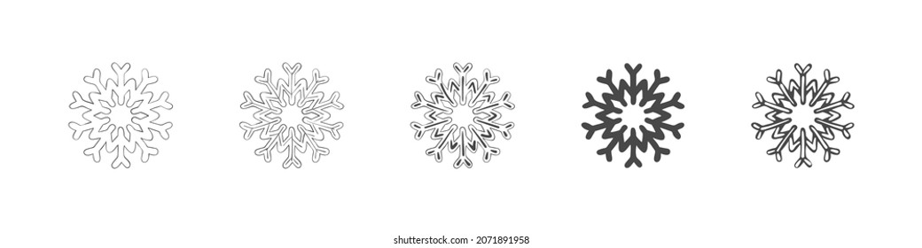Schneeflocken. Eine Reihe von Schneeflocken mit unterschiedlichen Texturen. Handgezeichnete Schneeflocken-Symbole. Vektorgrafik