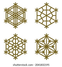 Snowflakes Set in Flat Design . 4 elements .