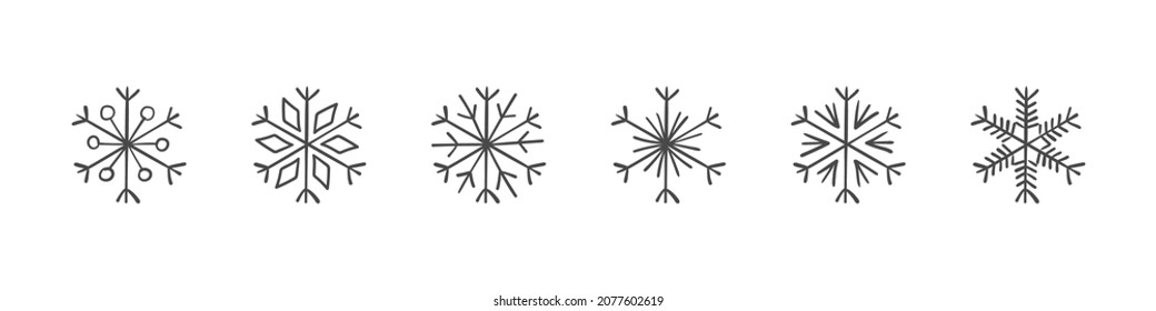 Snowflakes. Set of hand drawn snowflakes. Design elements for christmas and New Year. Vector elements