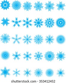 Snowflakes set icon collection isolated on white background. Vector illustration.