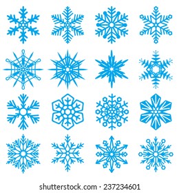 Snowflakes set  icon collection on white background. Vector illustration.
