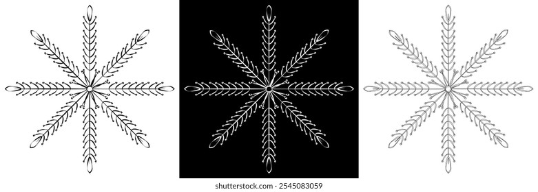Snowflakes set icons. Flake crystal silhouette collection. Happy new year, xmas, christmas. Snow, holiday, cold weather, frost. Winter design elements. 