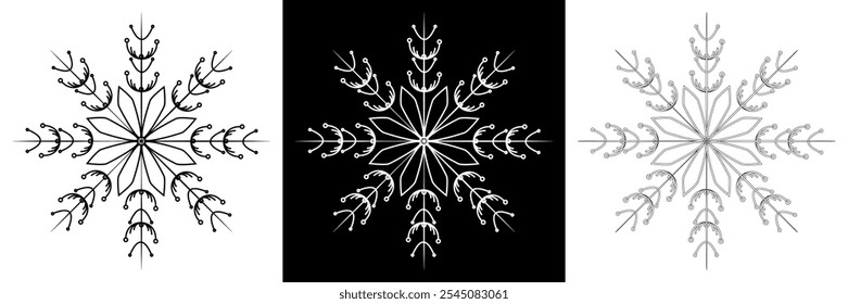 Snowflakes set icons. Flake crystal silhouette collection. Happy new year, xmas, christmas. Snow, holiday, cold weather, frost. Winter design elements. 