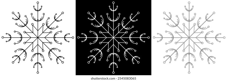 Snowflakes set icons. Flake crystal silhouette collection. Happy new year, xmas, christmas. Snow, holiday, cold weather, frost. Winter design elements. 