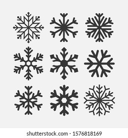 Snowflakes set icons isolated on white background. Vector illustration. Eps 10.