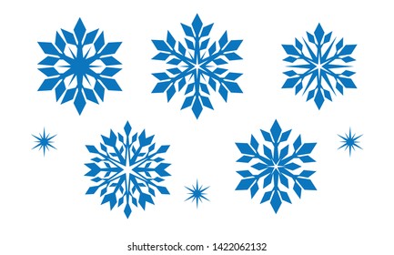 Snowflakes. Set of isolated vector symbols