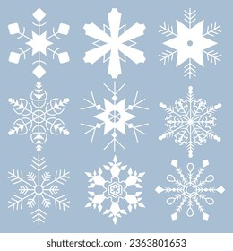 Schneeflocken-Symbol für die Linie. Sammlung verschiedener Schneeflocken. Vektorgrafik.
