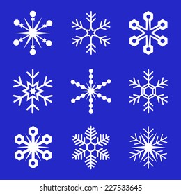 snowflakes set of nine, vector illustration