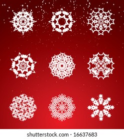 Snowflakes Set On Blue Background. Easy to edit vector.