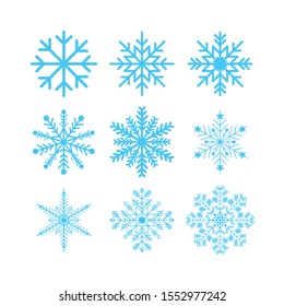 Snowflakes set on white background