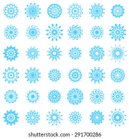 snowflakes set on white winter background
