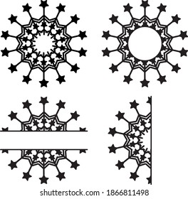 Snowflakes set paper cut style isolated on white background. Christmas ornament template for banner, greeting card, creative promotion card. Vector papercut winter concept.
