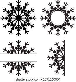 Snowflakes set in paper cut style. Isolated on white background. Christmas ornament template for banner, greeting card, creative promotion card. Vector papercut winter concept.