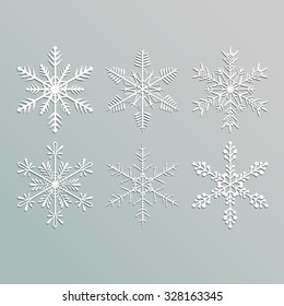 Snowflakes Set Of Six With Shadow 1