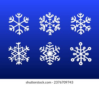 snowflakes set snow new year christmas holiday thanksgiving pattern ornament print white blue gradient background wallpaper collection weather season winter cold doodle flat children childhood art ice