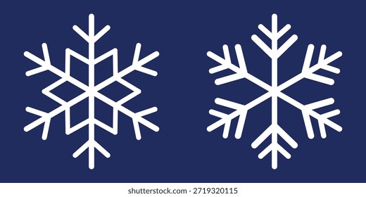 Snowflakes set. Snow winter. Snowflakes white ice crystals on dark background. Snowflake vector editable stroke snowflake pattern. Seasonal Decoration. Symbol of winter. Christmas logo hand drawing.
