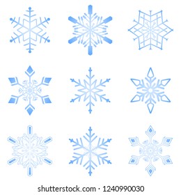 Snowflakes set. Snowflake collection for winter and Christmas design. Isolated on white background. Vector illustration.