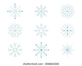 Schneeflocken Set. Vektorgrafik von dekorativen Schneeflocken.