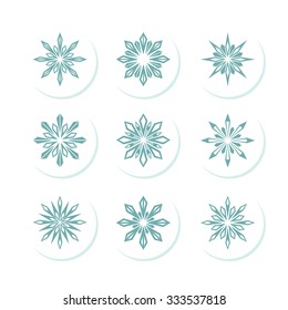 Snowflakes set. Vector illustration. Can be used as icons, on prints, on gift cards, or as a part of a composition.