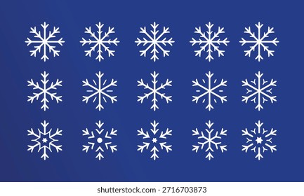 Snowflakes set. Vector illustration of snowflakes icon set. Craft sparkle and crystal elements for Christmas