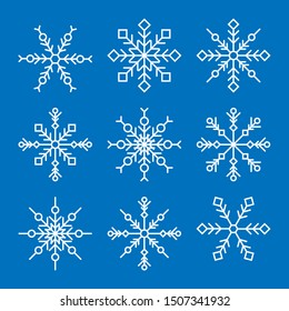 Snowflakes set. Vector illustration isolated on background.