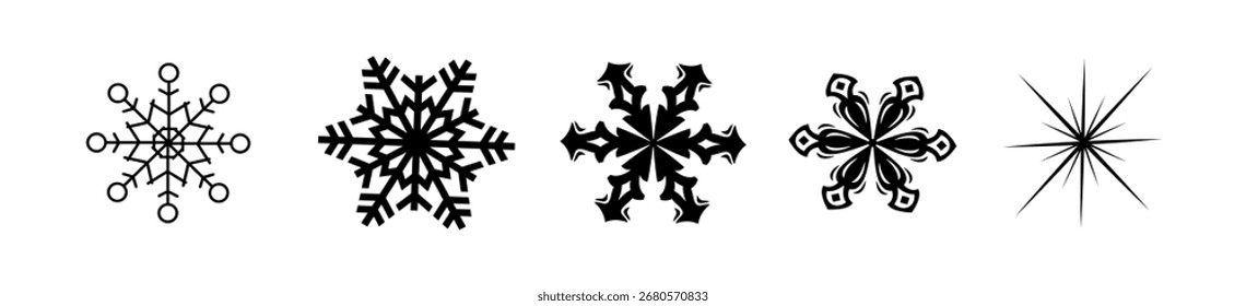 Vector de copos de nieve sobre fondo blanco