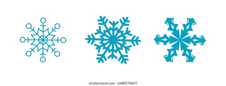 Vector de copos de nieve sobre fondo blanco