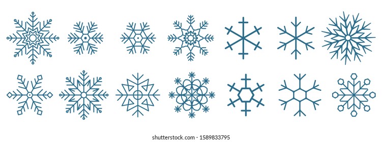 Snowflakes Set, Snow-flakes winter collection, snowflakes isolated on white background. Snowflake icons. snowfall vector illustration