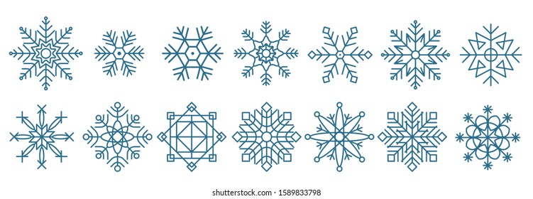 Snowflakes Set, Snow-flakes winter collection, snowflakes isolated on white background. Snowflake icons. snowfall vector illustration