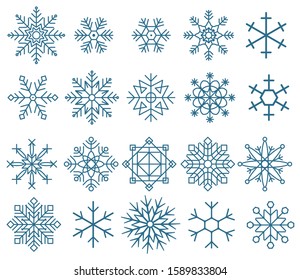 Snowflakes Set, Snow-flakes winter collection, snowflakes isolated on white background. Snowflake icons. snowfall vector illustration