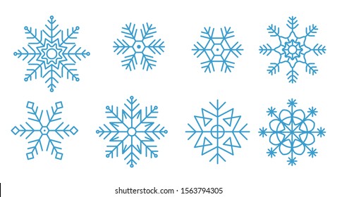 Snowflakes Set, Snow-flakes winter collection, snowfall vector illustration