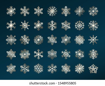 Snowflakes set. Winter modern flat vector decorations elements. 