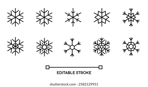 Snowflakes shape collection with editable stroke