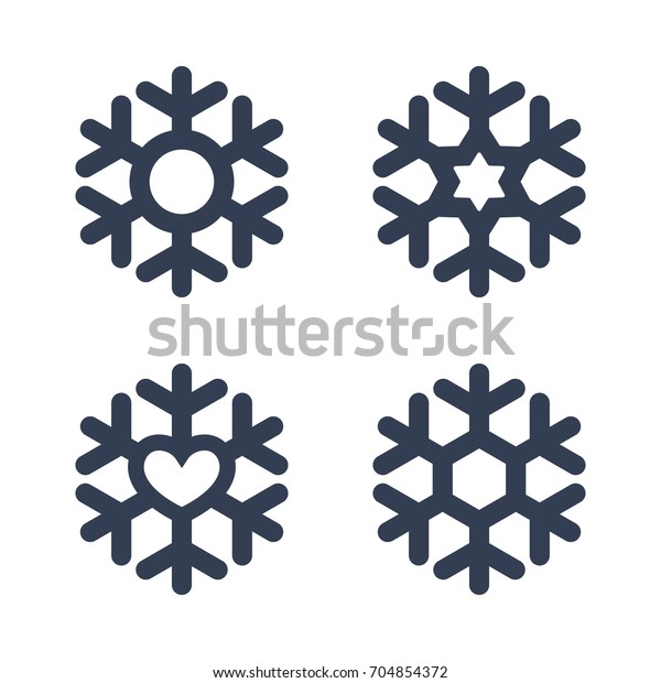 雪片の看板セット 白い背景に黒い雪片アイコン 雪片シルエット 雪 祝日 寒さ 霜の象徴 冬のデザインエレメントのベクター画像イラスト のベクター画像素材 ロイヤリティフリー