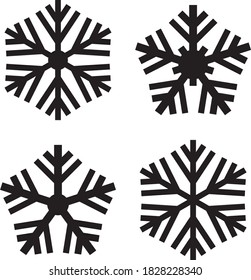 Snowflakes silhouettes icons set. Vector collection.