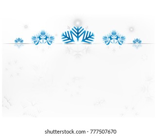 Snowflakes with silver shiny star on reflection abstract background