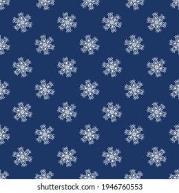 Snowflakes. A simple Christmas pattern with snowflakes on a blue background.For textile, fabric, packaging paper, background, wallpaper.