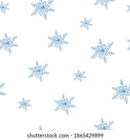 Copos de nieve simple doodle lineal patrón de repetición a mano simple concepto minimalista, vacaciones de invierno Elementos navideños para los saludos de temporada, invitaciones, textil