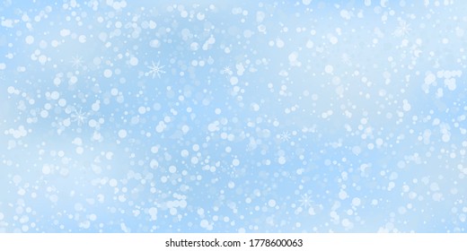 Copos de nieve. Nieve, nevada. Caer copos de nieve blancos dispersos sobre un fondo degradado. Vector