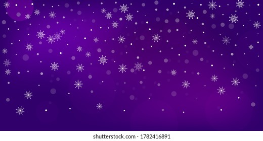 
Snowflakes. Snow, snowfall. Falling scattered white snowflakes on a gradient background. Vector	