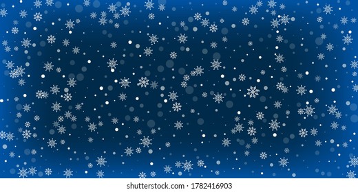 
Copos de nieve. Nieve, nevada. Caer copos de nieve blancos dispersos sobre un fondo degradado. Vector	