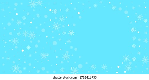 
Snowflakes. Snow, snowfall. Falling scattered white snowflakes on a gradient background. Vector	