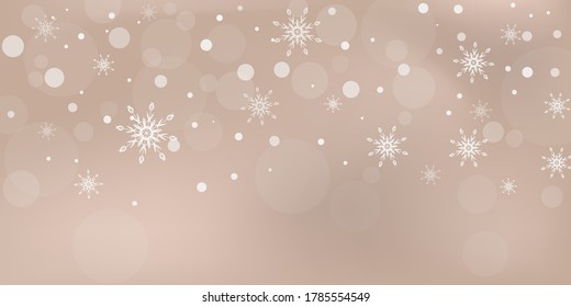 Snowflakes. Snow, snowfall. Falling scattered white snowflakes on a gradient background. Vector	