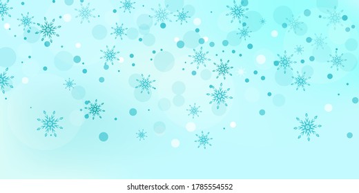 Snowflakes. Snow, snowfall. Falling scattered white snowflakes on a gradient background. Vector	