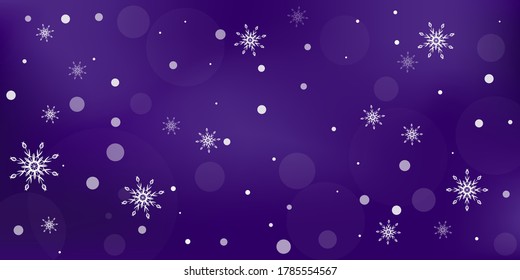 Snowflakes. Snow, snowfall. Falling scattered white snowflakes on a gradient background. Vector	