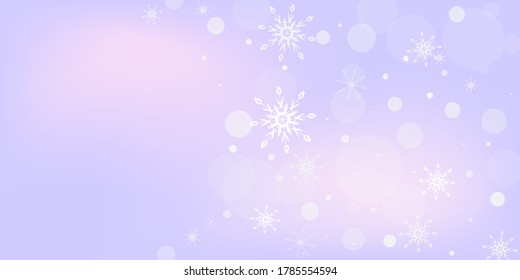 Snowflakes. Snow, snowfall. Falling scattered white snowflakes on a gradient background. Vector	