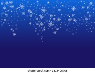 Snowflakes. Snow, snowfall. Falling scattered white snowflakes on a gradient background. Vector	