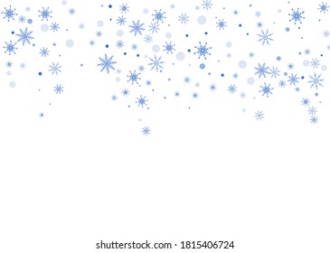 Snowflakes. Snow, snowfall. Falling scattered white snowflakes on a gradient background. Vector	