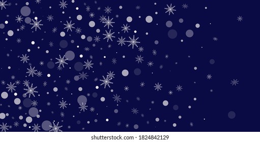 Snowflakes. Snow, snowfall. Falling scattered white snowflakes on a gradient background. Vector	